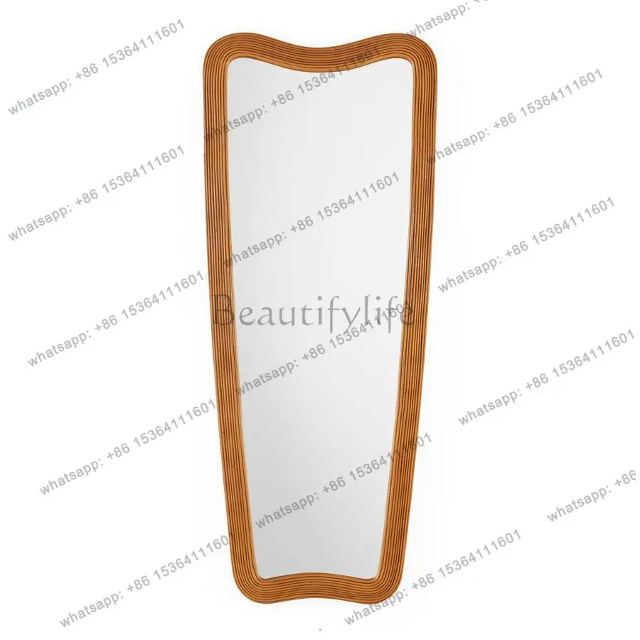 New Chinese retro wall hanging full-length mirror fireplace bathroom bedroom makeup mirror