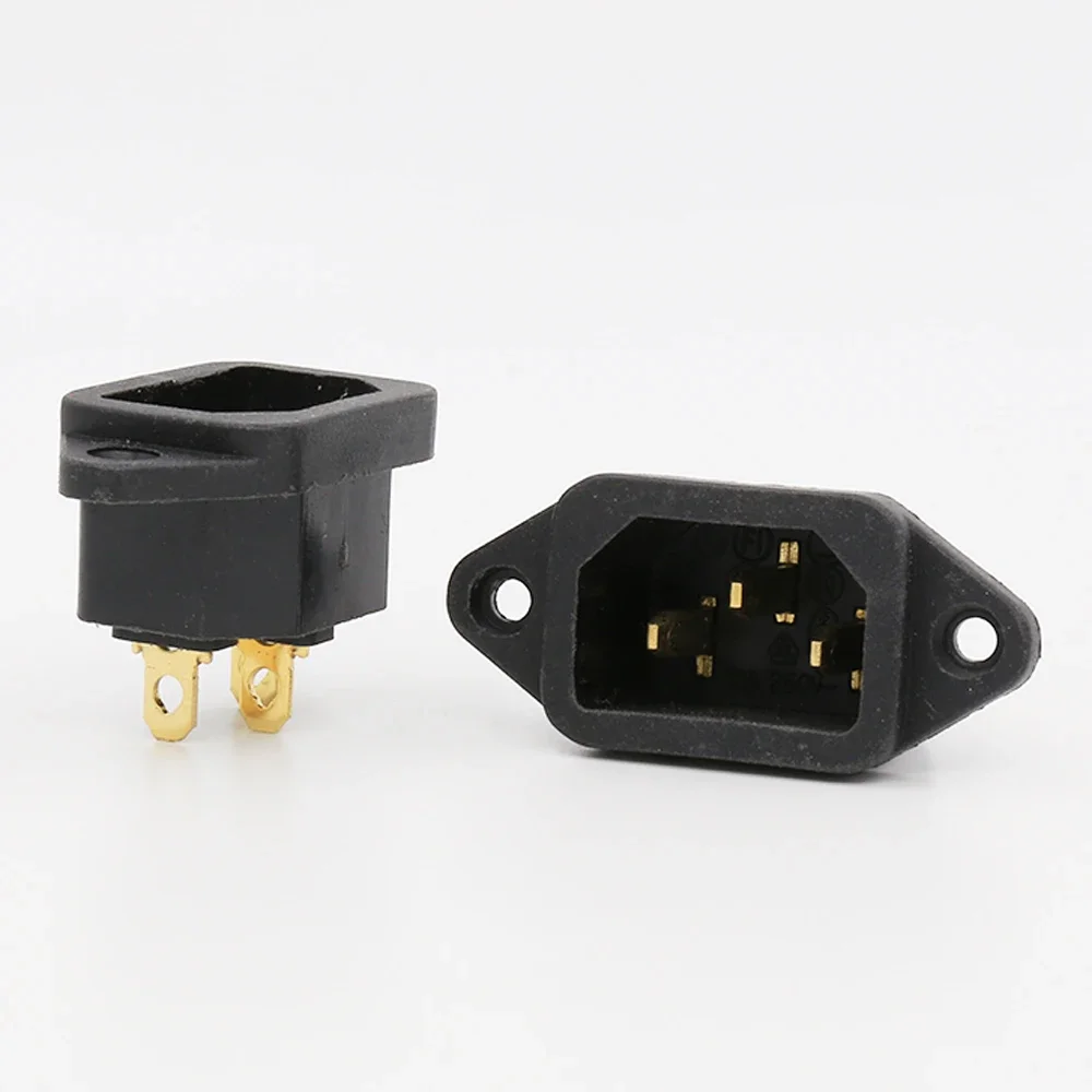 FI05G GOLD plated IEC inlet Mains Power Inlet Socket Male Panel Entry Plug HiFi