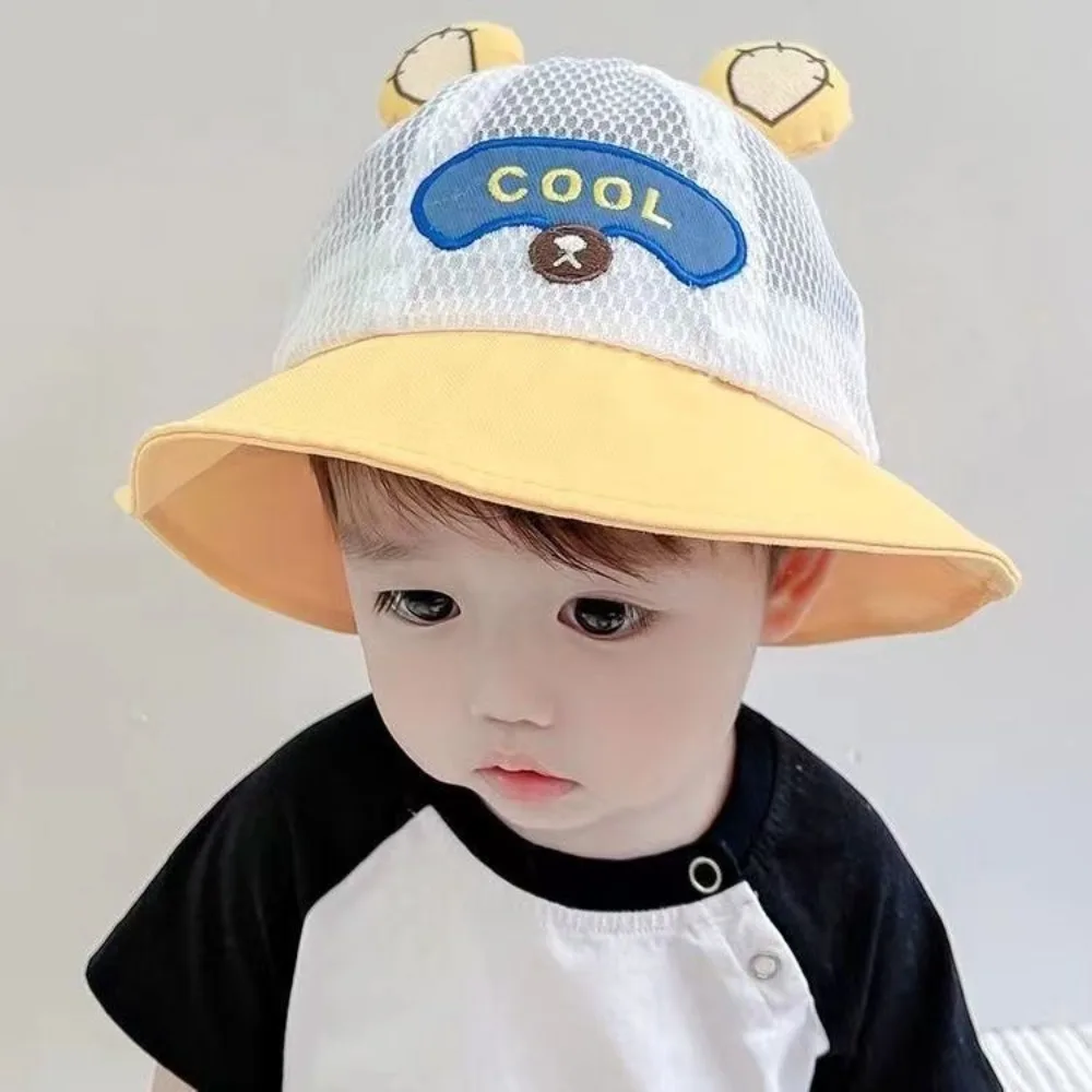 Outdoor Breathable Baby Bucket Caps Summer UV Protection Kids Bucket Hat Cute Cartoon Infant Fisherman Hat for Infant Girls Boys