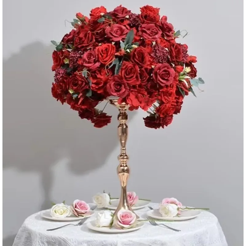 Red Rose Artificial Flower Ball Table Decorations Wedding Party Ornaments Home Event Products