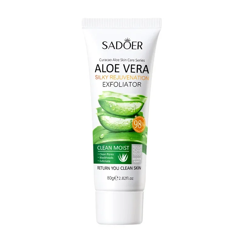 Face Exfoliating Gel Aloe Vera Facial Exfoliating Scrub Cleanses Whitening Acne Blackhead Treatment Shrink Pores Skin Care 80g