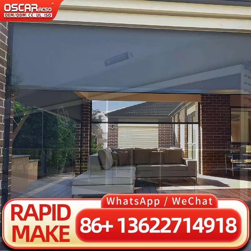 Electric Translucent Roller Window Shades for Pergola Outdoor Garden Patio Rolling Blind