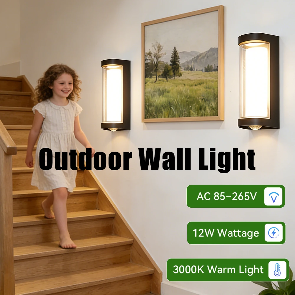 

2pcs LED Wall Light Waterproof Outdoor Lighting For Bedroom Bedside Living Room Stairs 110-220V Porch Lights 12W Wall Lamp