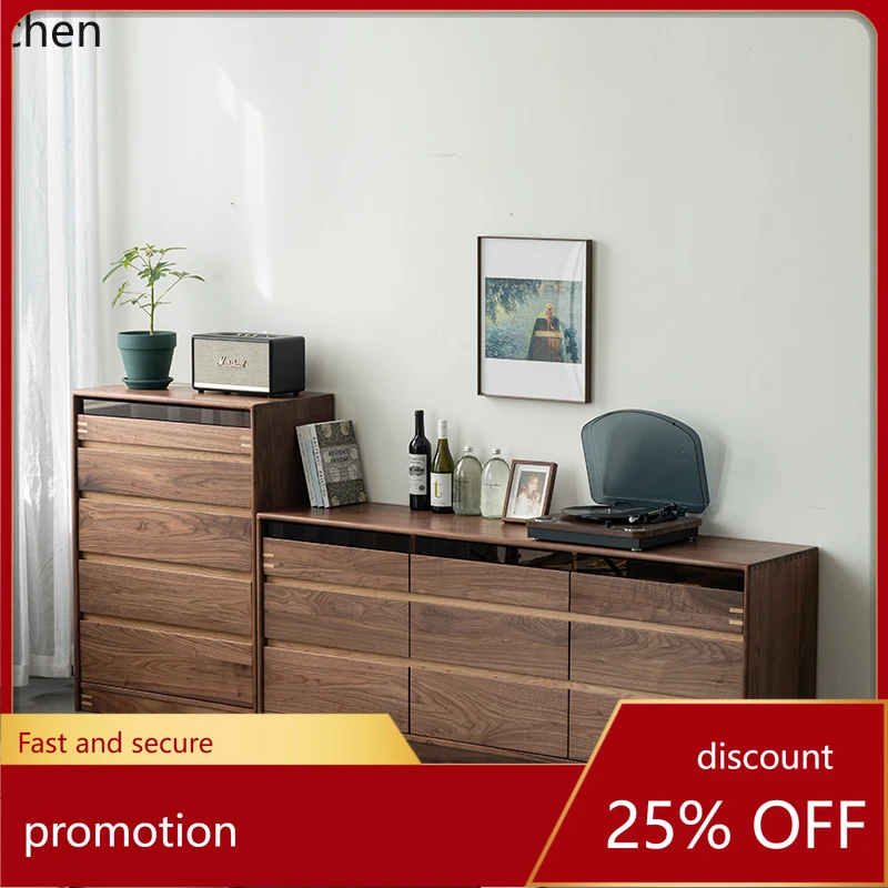 

HT North American Black Walnut Log Nine Bucket Cabinet Entrance Cabinet Bedroom Living Room Side Cabinet