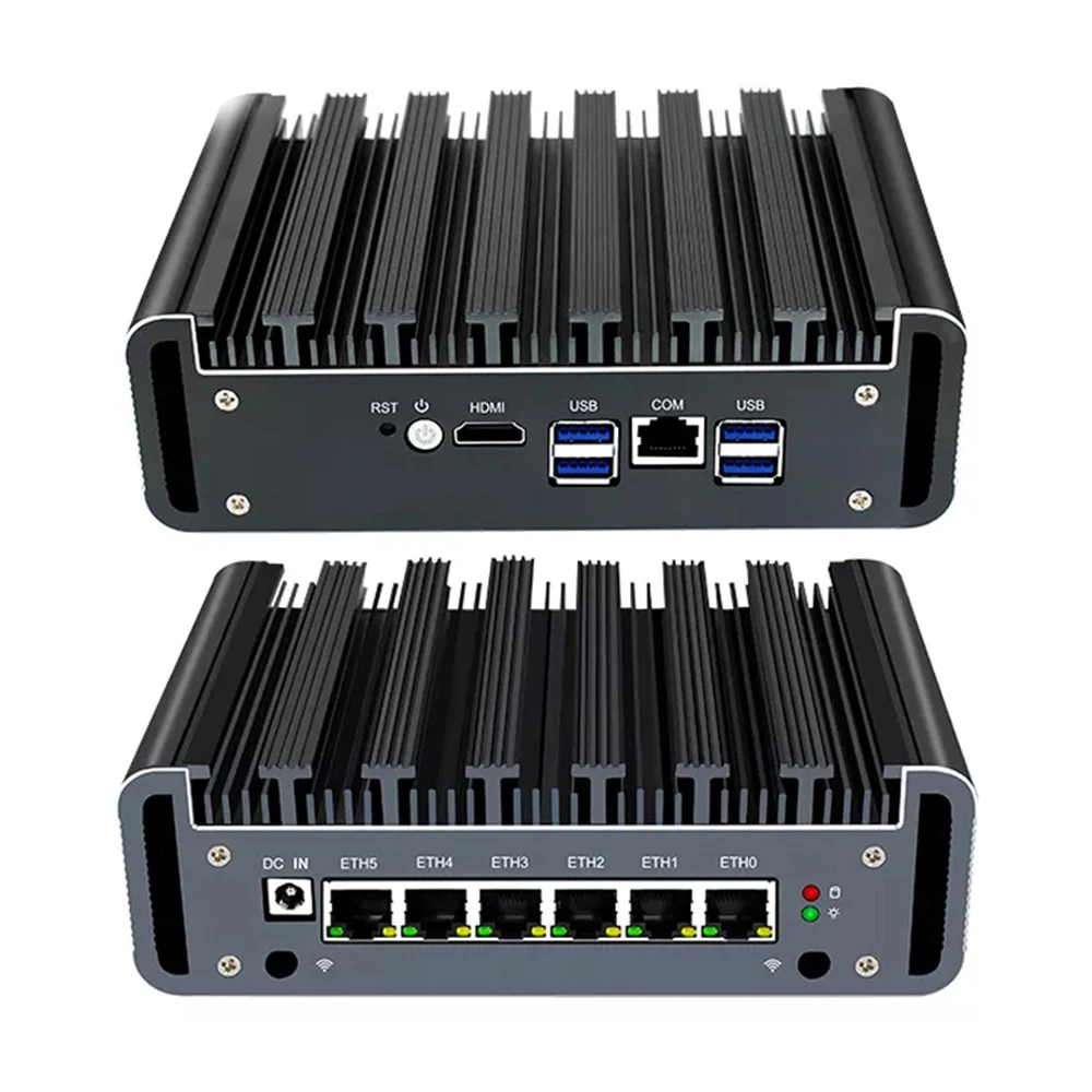 Fanless Soft Router Intel Core i7 10510U i5 10310U i3 10110U Mini PC 6 LAN 2*DDR4 HD-MI pfSense Firewall Appliance ESXI AES-NI