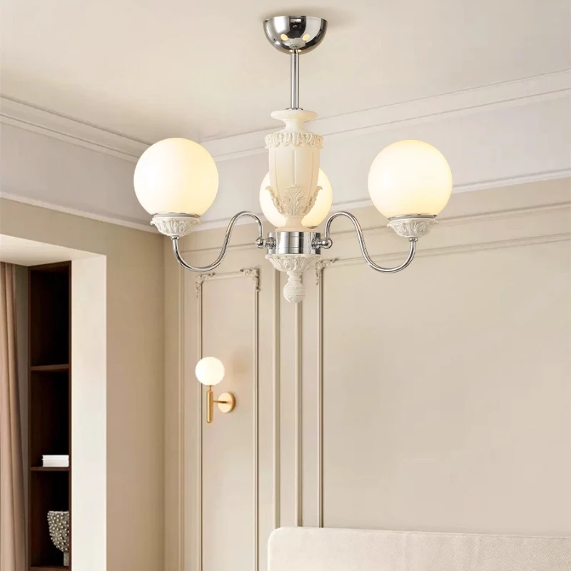 الفرنسية الرعوية الأبيض/الأخضر الحديد الفن الراتنج الثريات LED E27 كرة زجاجية قلادة ضوء غرفة المعيشة غرفة نوم مطعم فندق بار