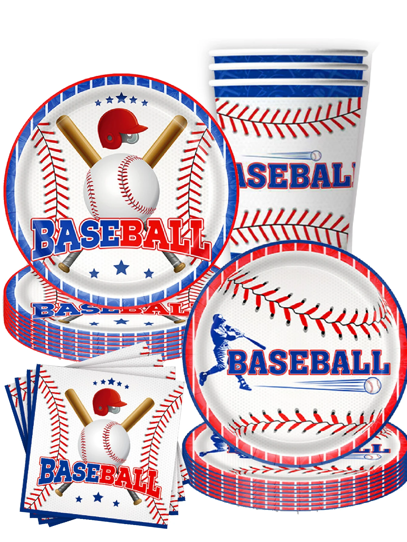 Vaisselle sur le thème du baseball, assiettes, gobelets, serviettes, vaisselle de fête d'anniversaire, décoration d'ambiance, drapeau de fête, fête d'anniversaire