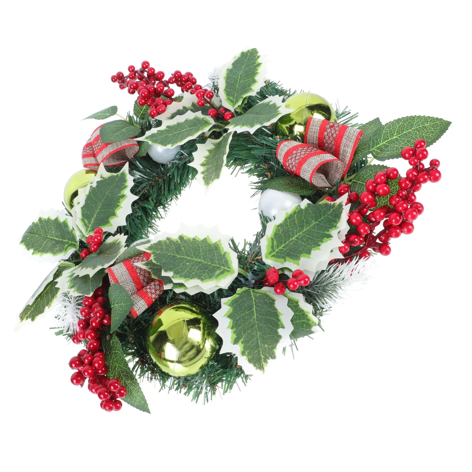 Christmas Artificial Wreath Lifelike Wall Hanging Xmas Decor Festival Door Wreath Party Ornament Festival Adornment
