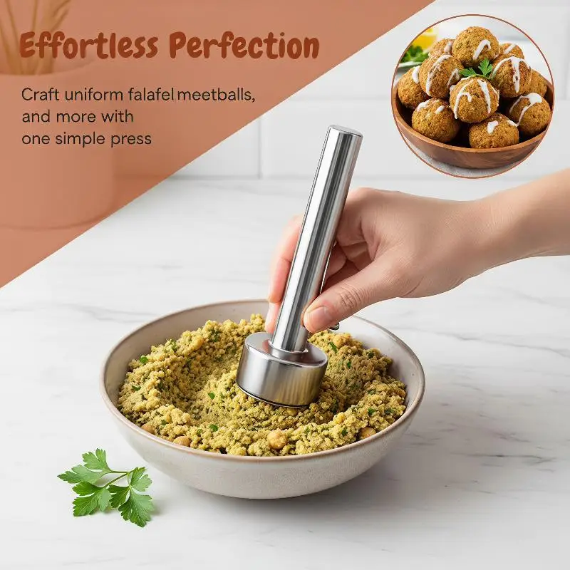 Stainless Steel Non Stick Falafel Scoop Meatball Maker Mold Dishwasher Safe Kitchen Tool
