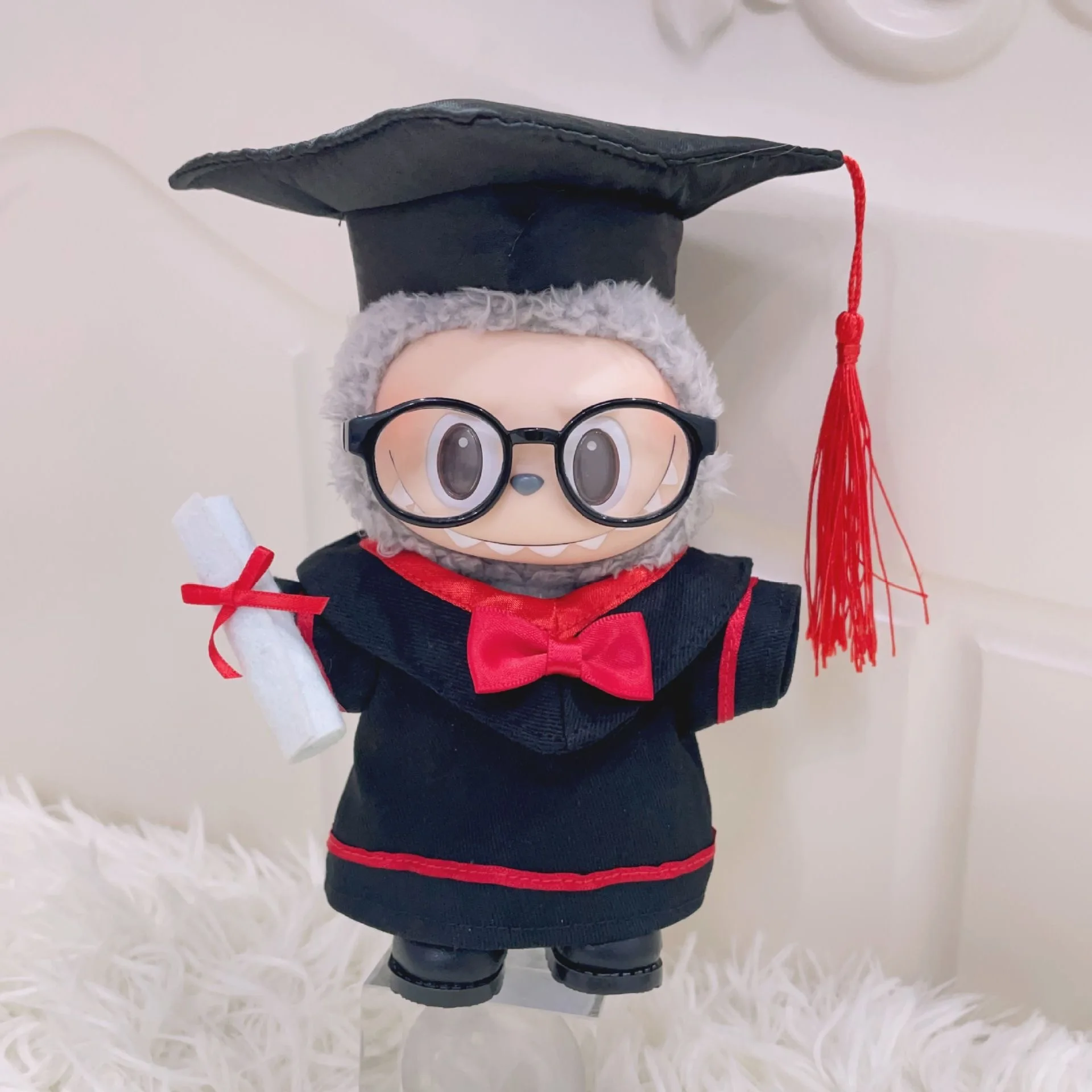 

17cm Labubu Doll Clothes Bachelor's Academic Dress Graduation Gown for labubu V1 V2 Doll Accessories Graduation Gift