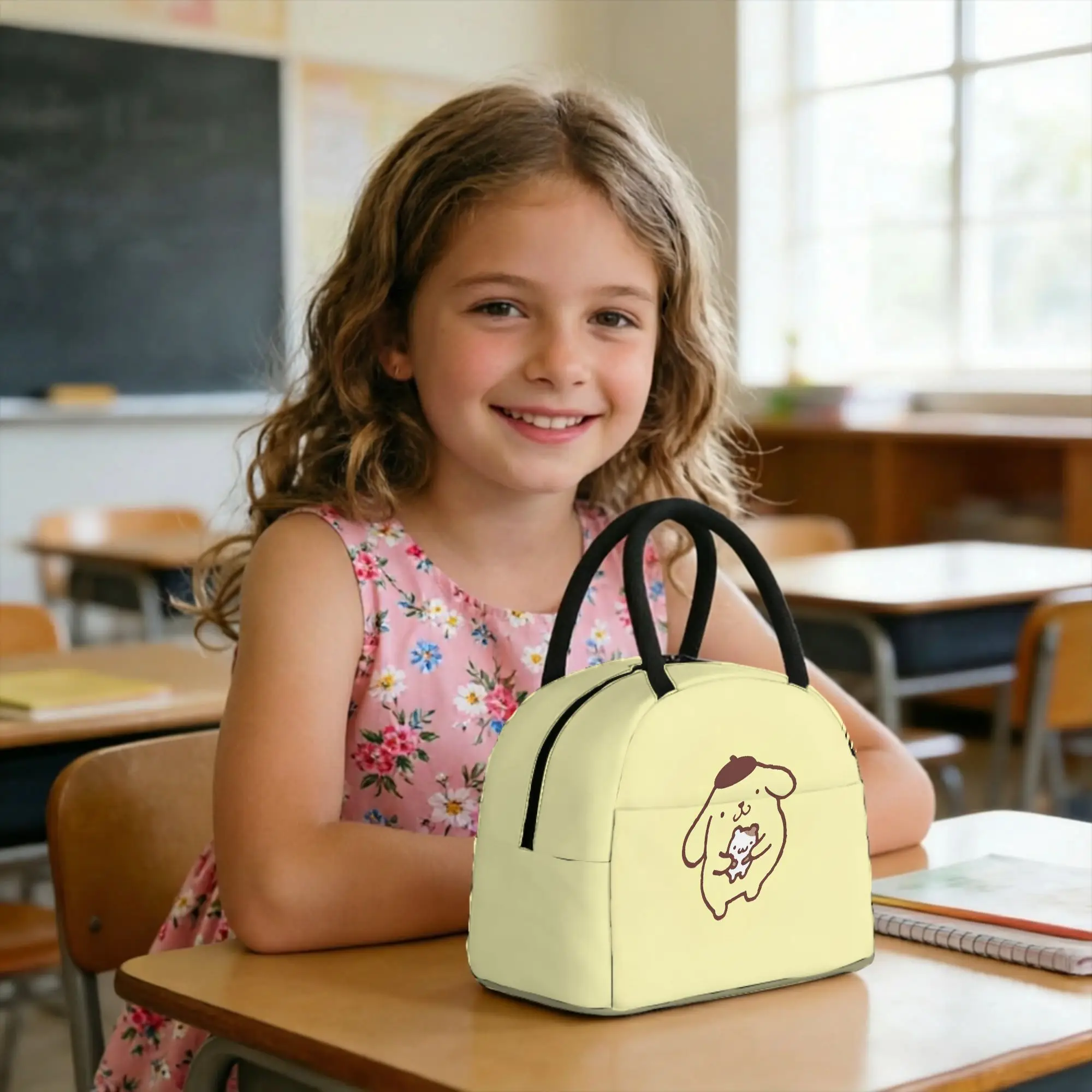 

Cartoon Pom Pom Purin Cute Insulated Lunch Bag Thermal Bag Reusable,Meal Container High Capacity Lunch Box Tote Food Handbags