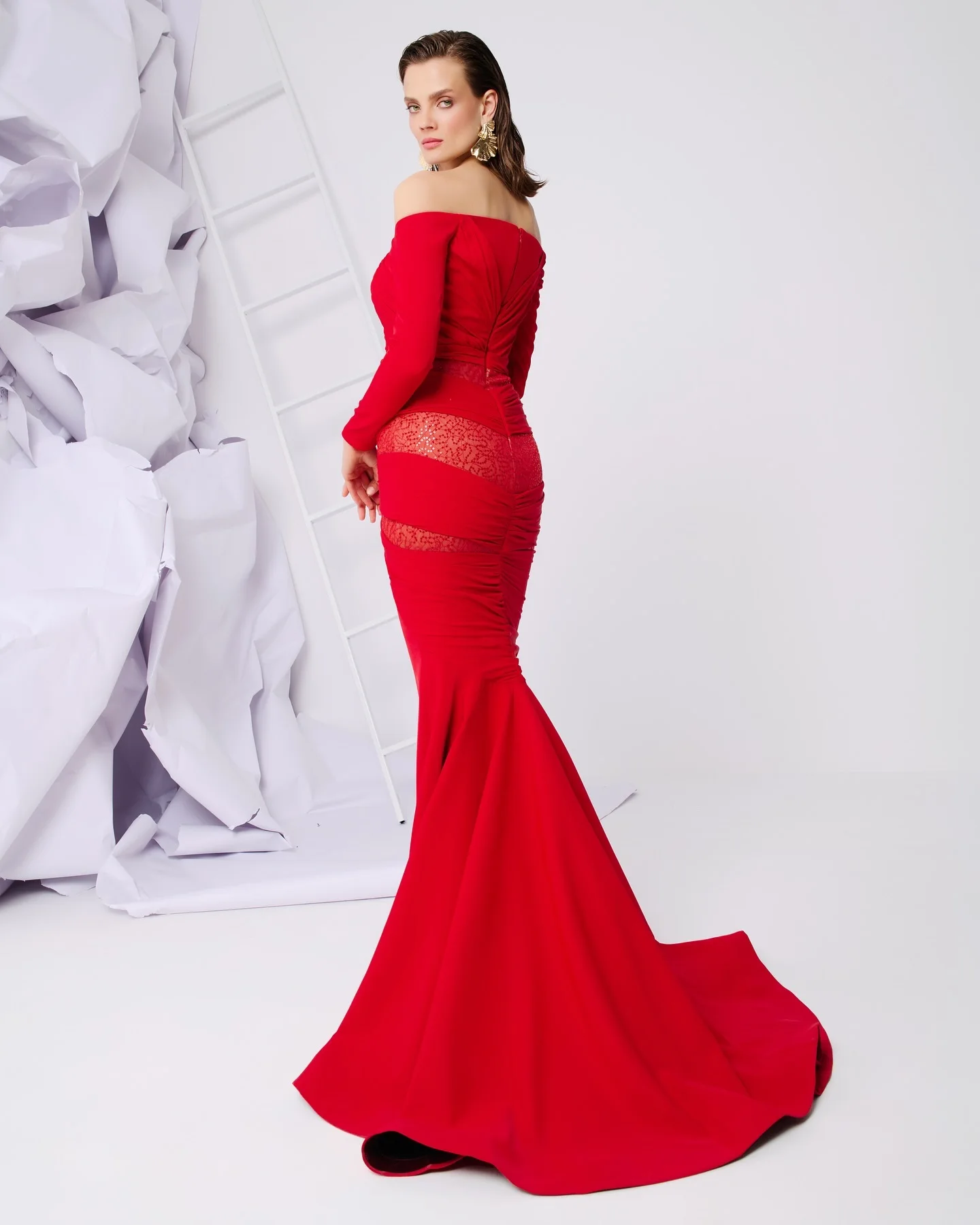 Vestidos de Noche con lentejuelas de sirena, Jersey de temperamento personalizado, vestido de fiesta de manga larga de alta calidad, tamaño personalizado