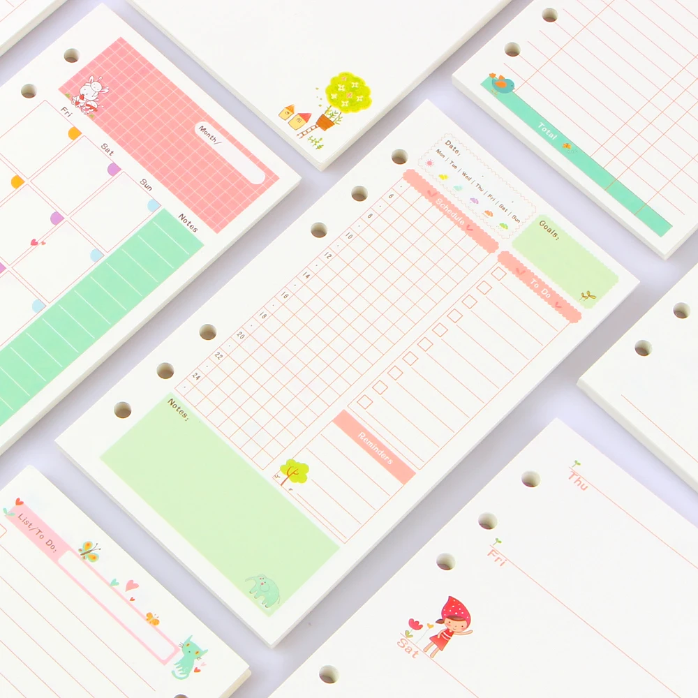 Summer Cute Series Notebook Filler Papers A5/A6 Color Inner Core Planner Inside Pages Color Printing Creative Stationery