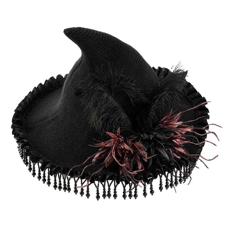 Gothic Style Cosplay Dark Witch Ghost Bride Widow Hat Halloween Costume Headwear Hair Accessories Medieval Style Pirate Hat