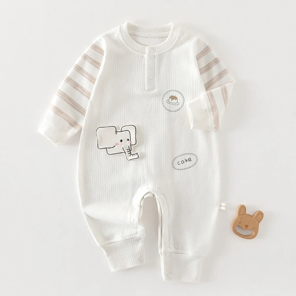 Baby Jumpsuit Long Sleeve Cotton Striped Animal Print Spring Autumn Baby Rompers For Boys Girls Unisex Infant Boutique Clothing