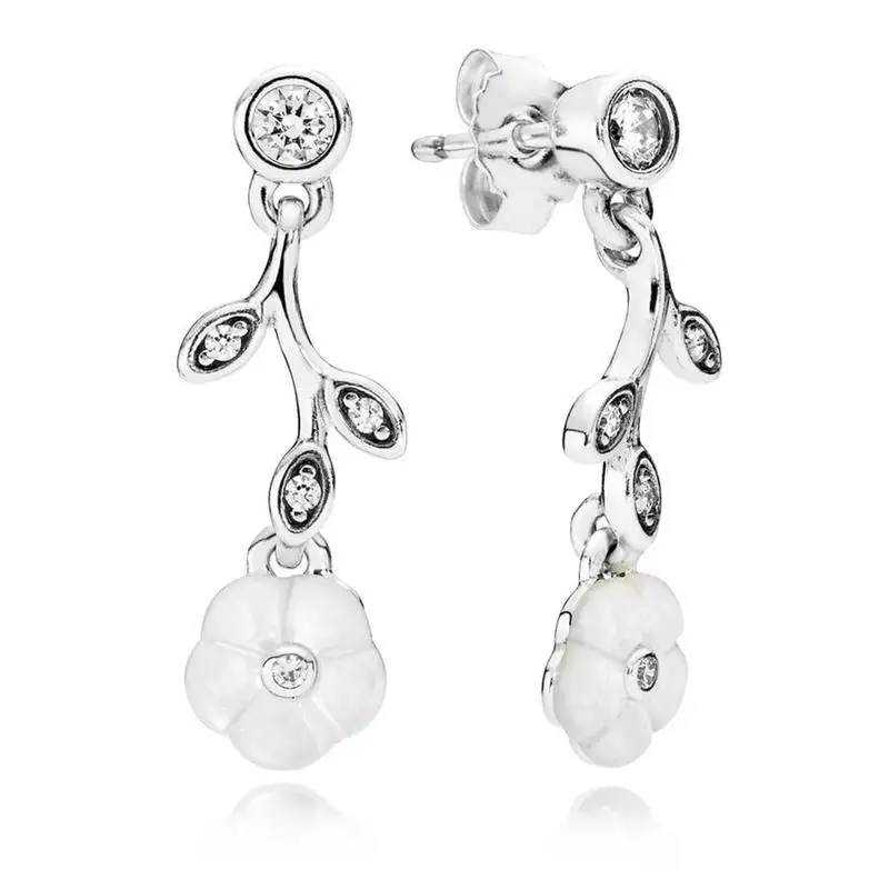 

Серьги-подвески женские из серебра 925 пробы с цветами