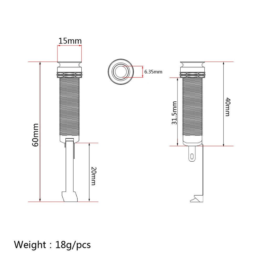 

Nickel Plating Tail Guitar Output Jack Endpin Mono Stereo Socket Input Cylinder