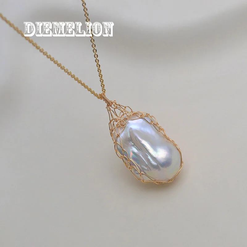 

Luxury Handmade High Quality Natural Freshwater Irregular Large Baroque Pearl Pendant Necklace for Women Exquisite Jewelry Gift