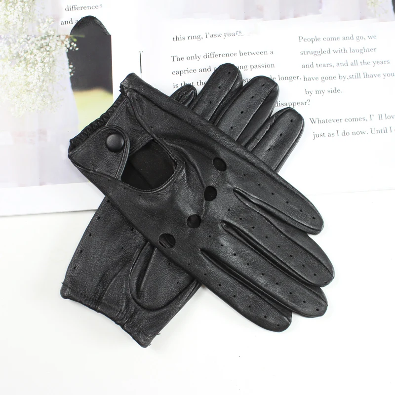 Women\'s sheepskin driver gloves Thin breathable unlined colored leather gloves Summer