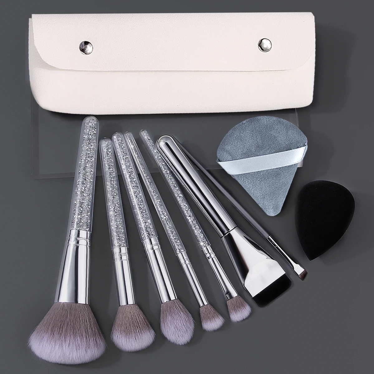 10/12/15/17pcs Professional Rhinestone Handle Makeup Brushes Set with Storage Bag Beauty Sponge Powder Puff for Face Eyes view 3
