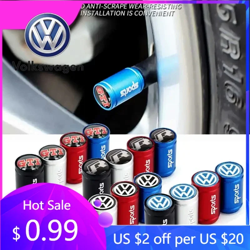 

Колпачки для воздушных клапанов колесных шин (4 шт.) для VW Volkswagen Jetta MK5 Golf, Passat, Santana, Touareg, Tiguan, GTI