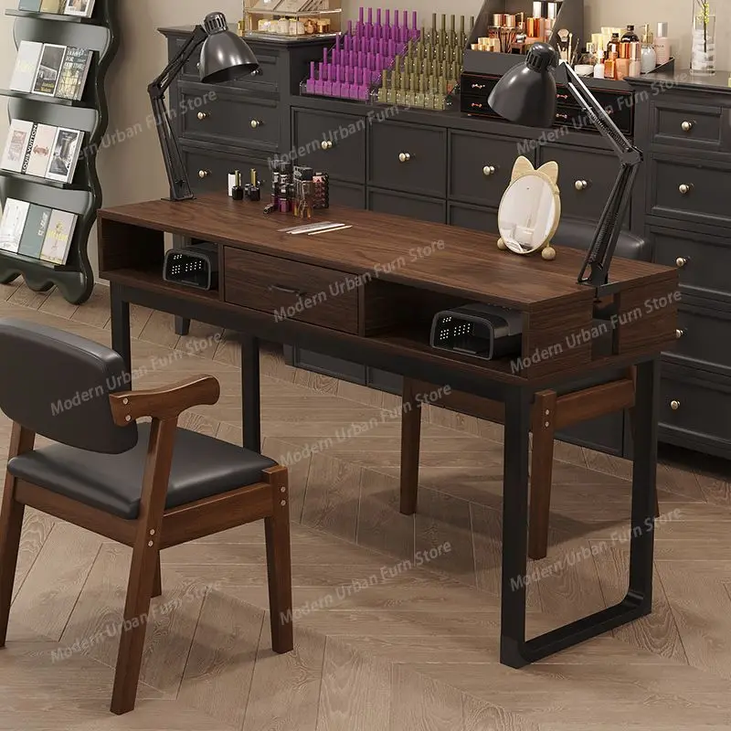 Wooden Designer Manicure Table Organizer Salon High Quality Waterproof Nail Desk Cleaning Simple Nagel Tisch Salon Furniture