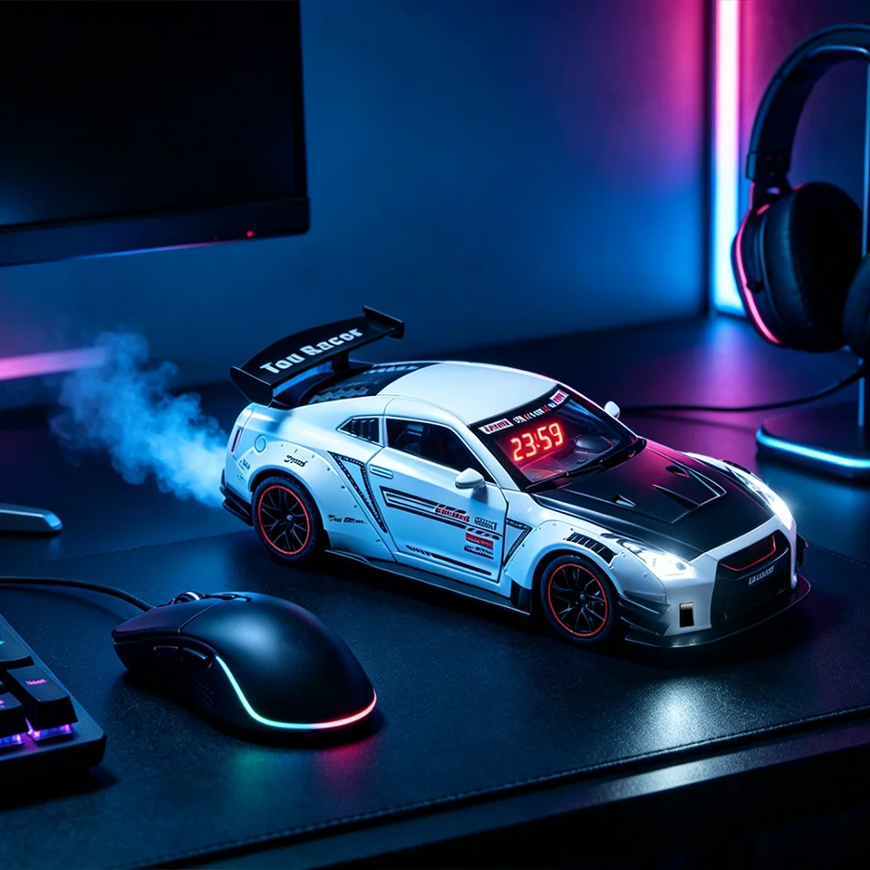 1個入り ハイパーカーデジタル目覚まし時計 LEDディスプレイ付き、充電