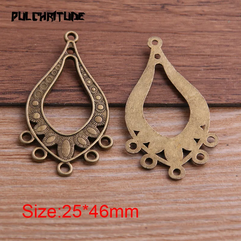 PULCHRITUDE 8pcs 25*46mm Two Color Zinc Alloy Hollow Water droplets Connectors Pendants Jewelry Making DIY Handmade Craft
