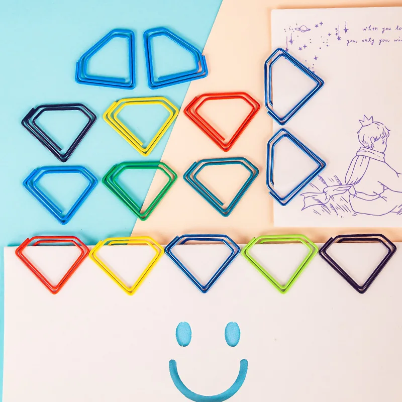 

Скрепки в форме ромба, креативные металлические зажимы для закладок, канцелярские принадлежности, канцелярские принадлежности, каваи, переплетные принадлежности, скрепки для бумаг