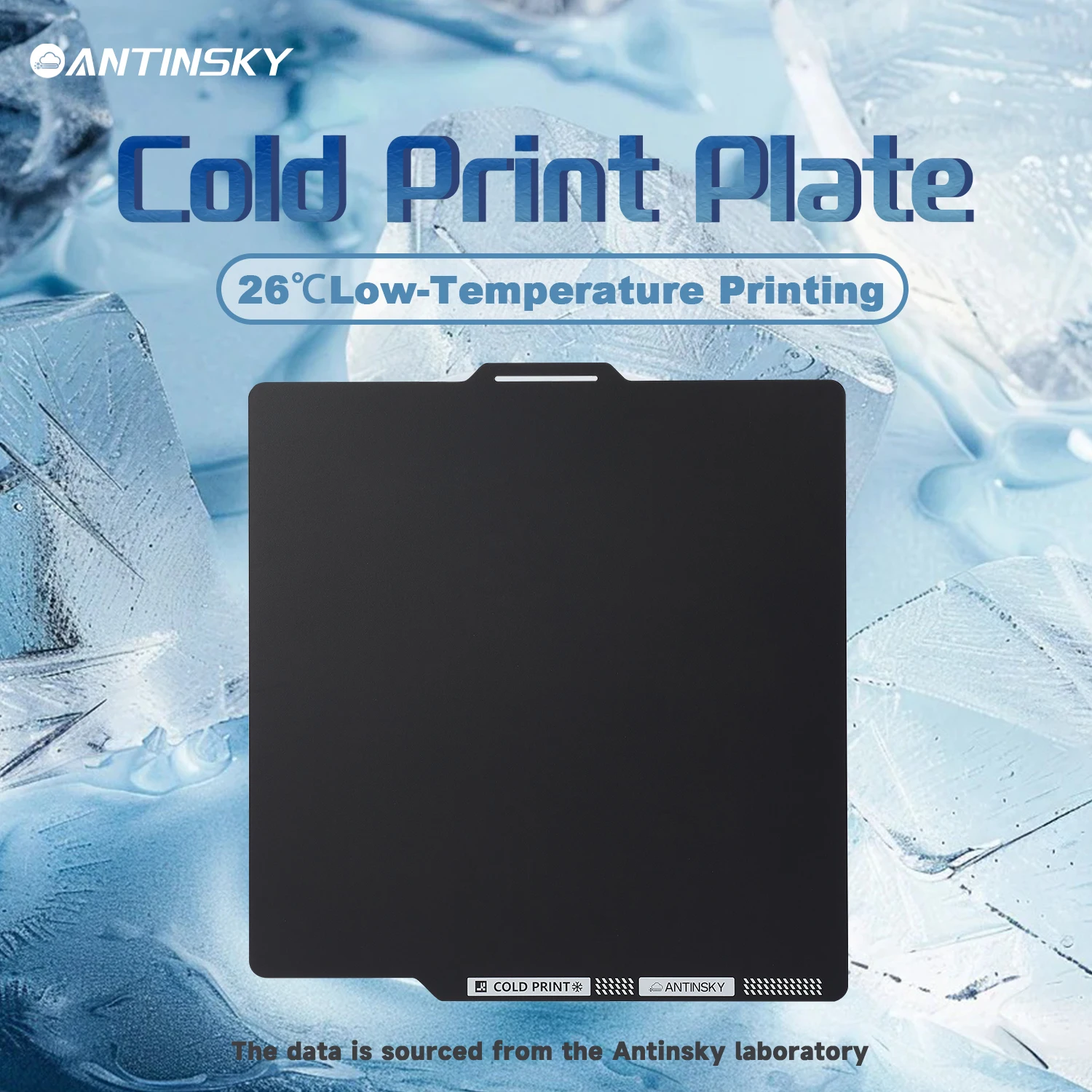 Antinsky Bambulab Cold Sensitive PEI Plate 184 * 184mm Smooth Double Sided Flexible Magnetic Plate 26C Fast Printing for Bambula