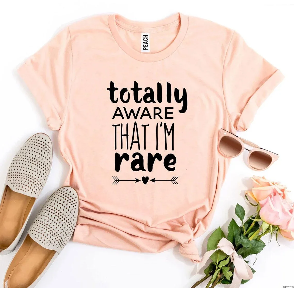 Skuggnas Totally Aware That I’m Rare Funny Graphic T-Shirt Autism Awareness t shirt Wedding Gift Sarcastic t shirts