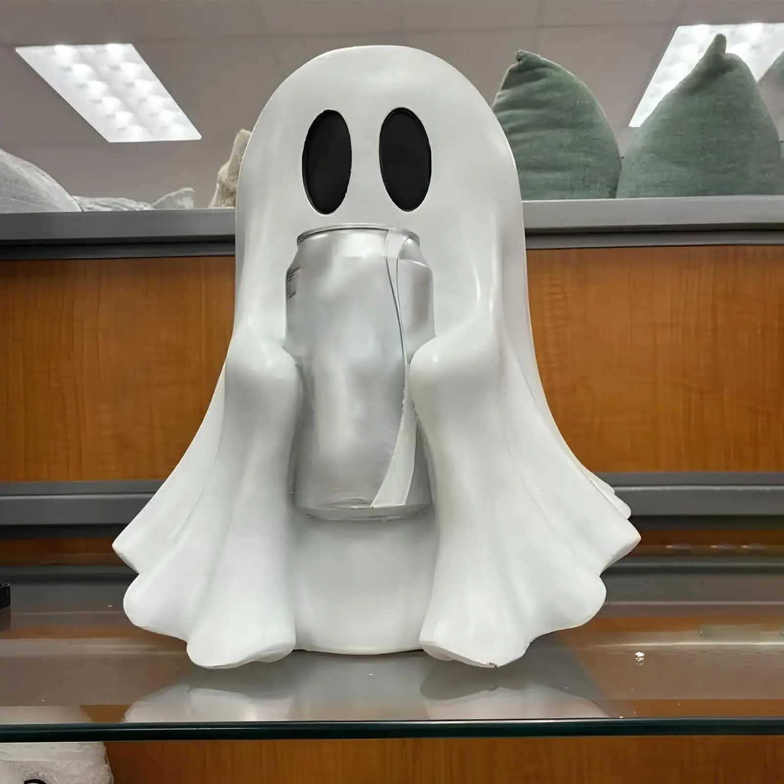 Halloween Ghost Figurine Ghost Can Holder Decorations Festive Resin Sculpture for Birthday Party Home Workplace Shelf Table