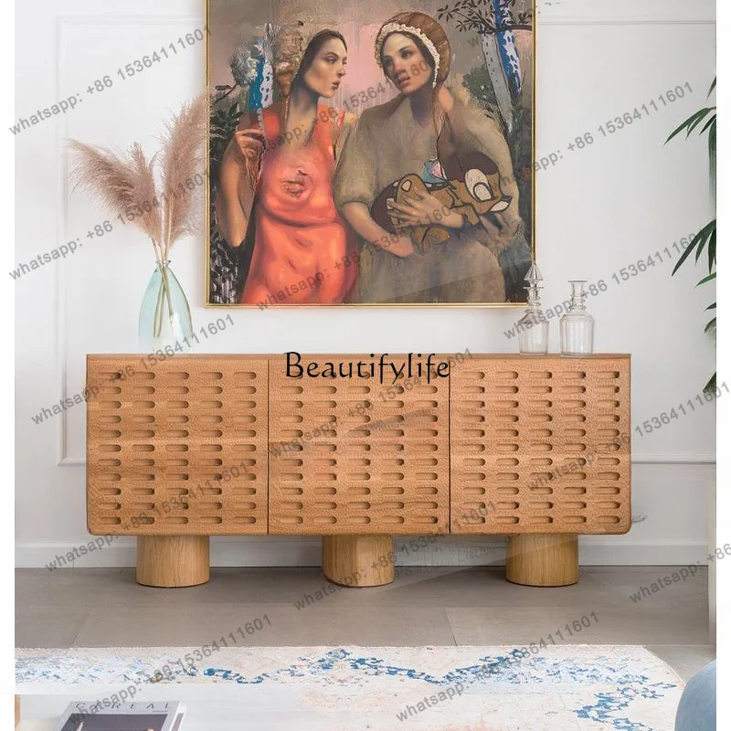Customizable  Nordic Minimalism Silent Wind Solid Wood Sideboard Living Room Storage Cabinet