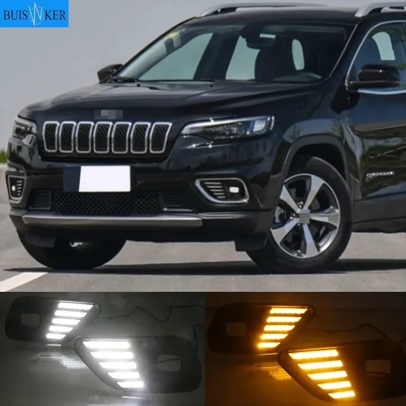 

1Set LED Daytime Running Light For Jeep Cherokee 2019 2020 Car Accessories Waterproof ABS 12V DRL Fog Lamp Decoration