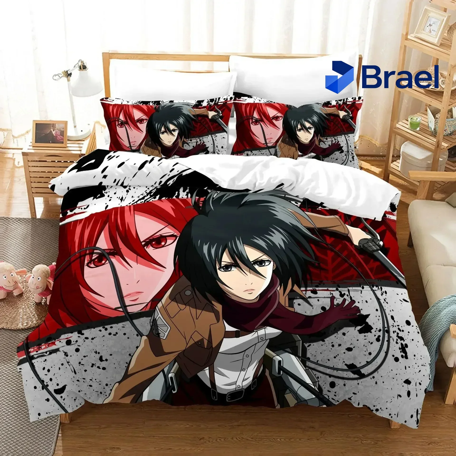 Exquisite 3D Attack On Titan Bedding Set Single Twin Full Queen King Size Attack On Titan Bed Set Children Kid Bedroom Duvet Cov