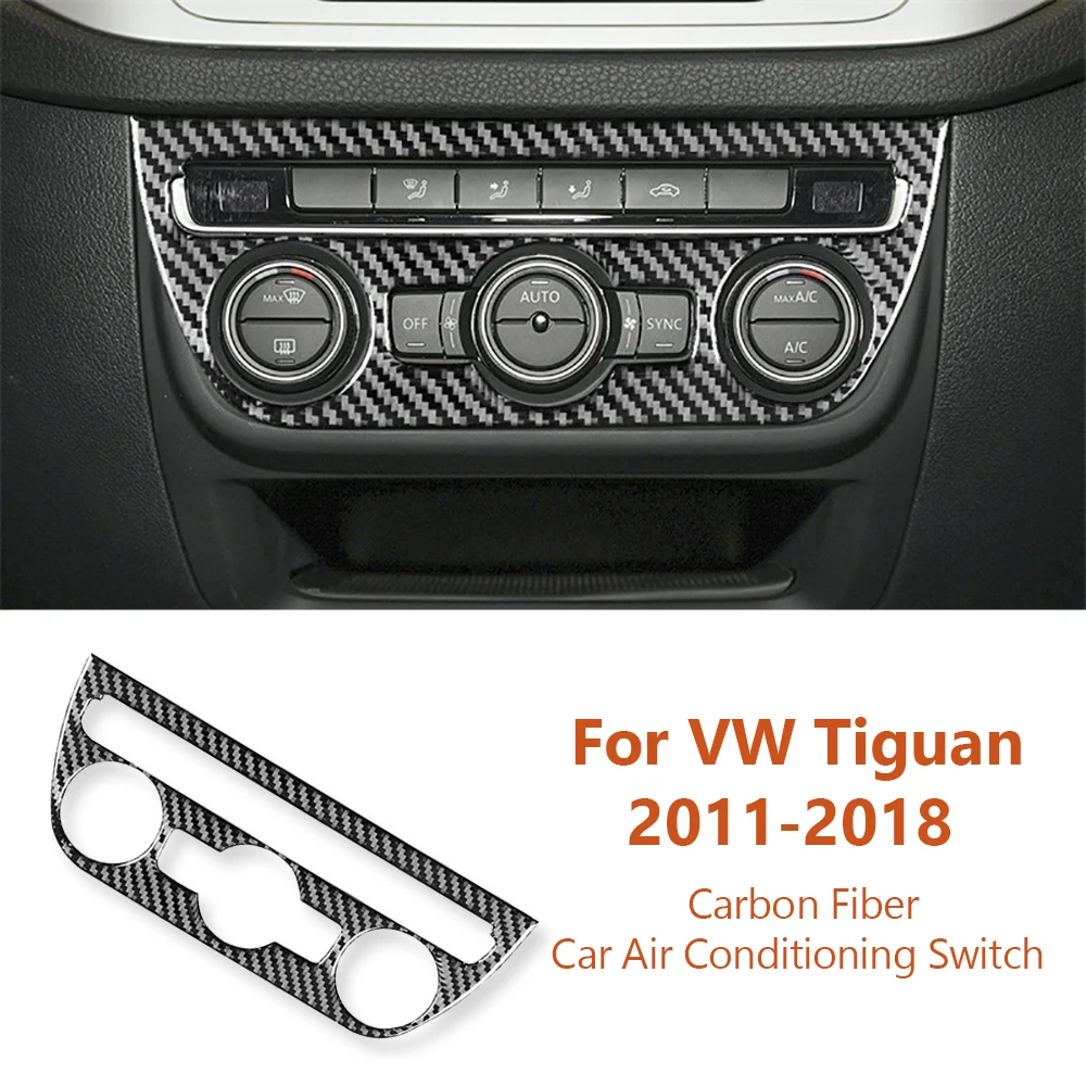 For Volkswagen VW Tiguan 2011-2018 Carbon Fiber Car AC Air Conditioning Switch Panel Decorative Sticker Auto Interior Accesorios