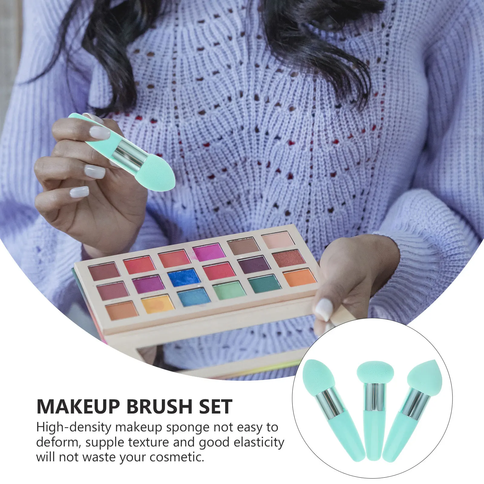 Juego de brochas de esponja de maquillaje, herramienta de esponja para base de alta elasticidad, suministros de belleza portátiles, brocha de esponja para base, 3 uds.