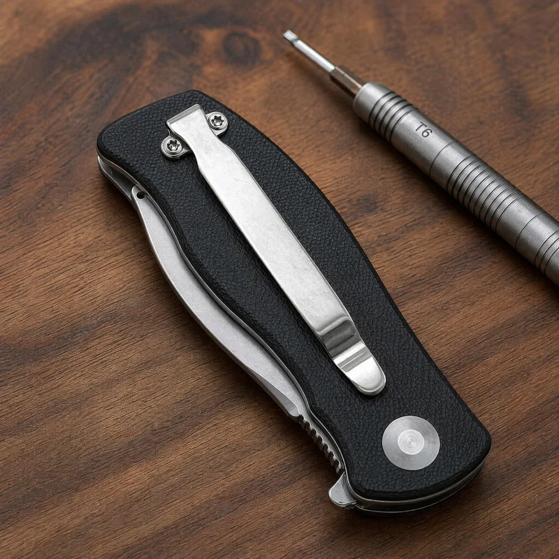 1Piece New Type Stainless Steel  Clip for DIY Folding Pocket Knife Tool DIY Accessories Folding Knife Back Clip Holder view 6