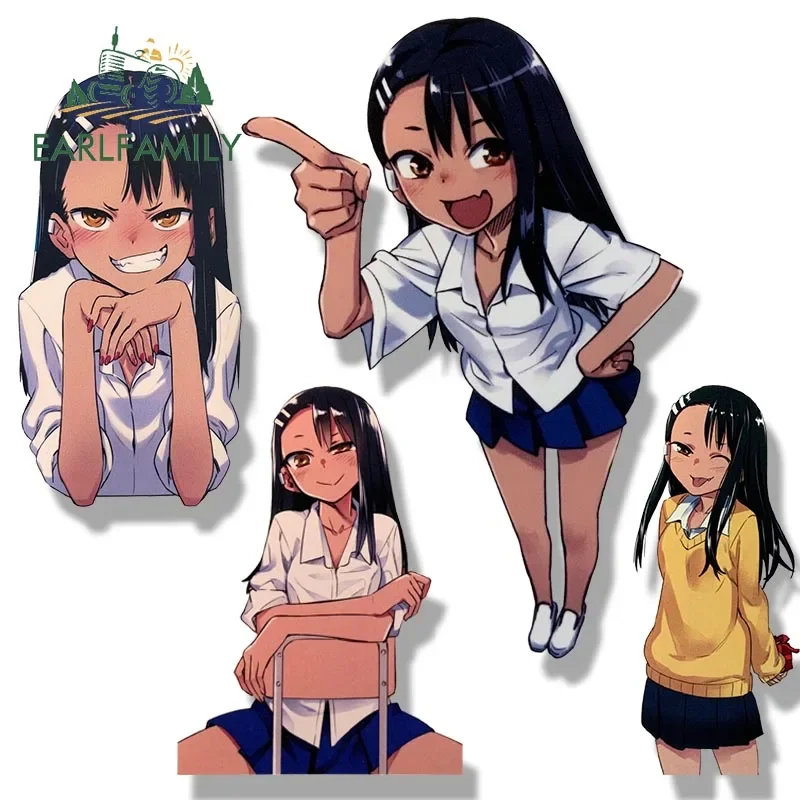 

EARLFAMILY Nagatoro Hayase Peeker Car Sticker Anime JDM Rear Windshield Motorcycle Helmet Decal Waterproof Car Accessories