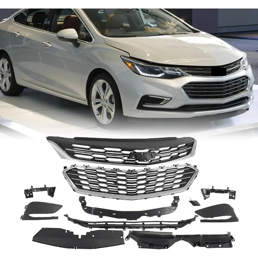 

Front Honeycomb Bumper Grille Grill Compatible with 2016-2018 Chevrolet Cruze LS LT LTZ, Replacement for 84212683, 23382430