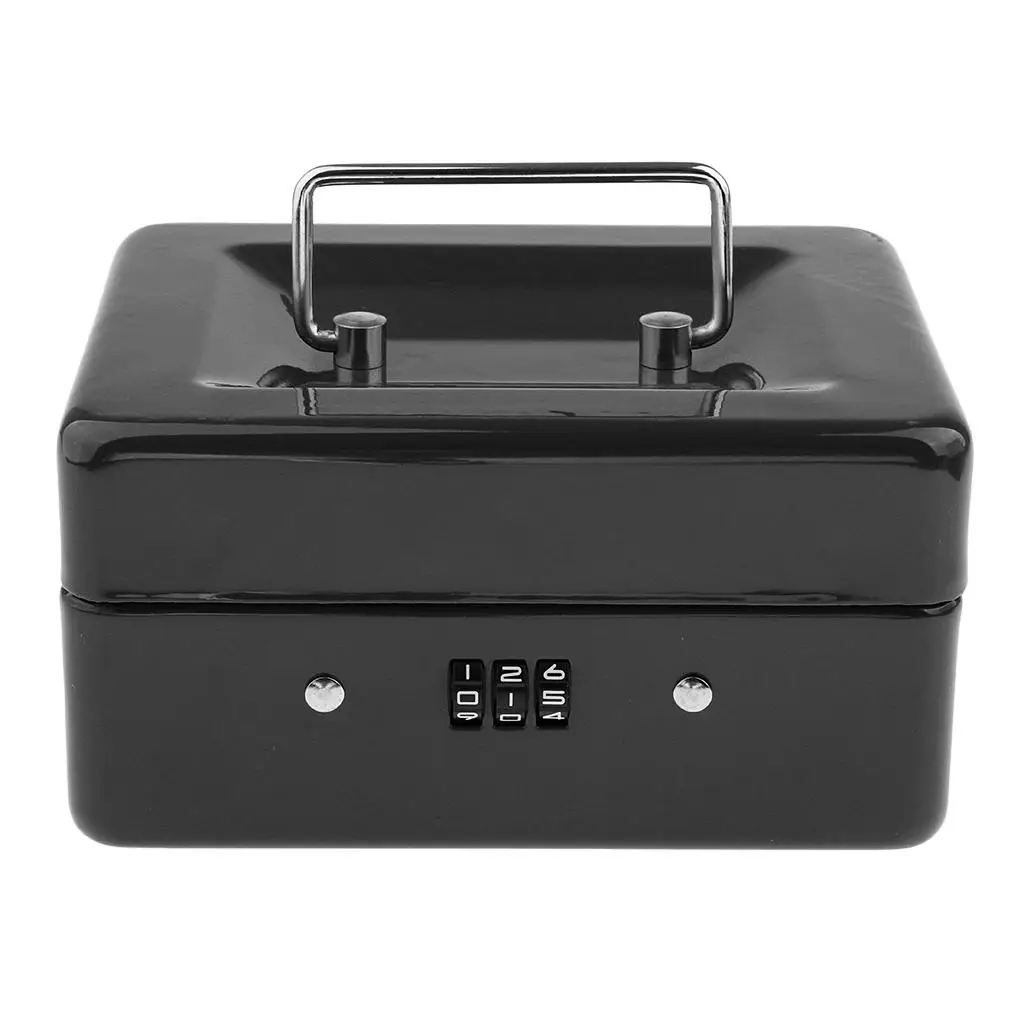 Money Box Metal Lock Boxes Portable 15x12x8 Case Accessories