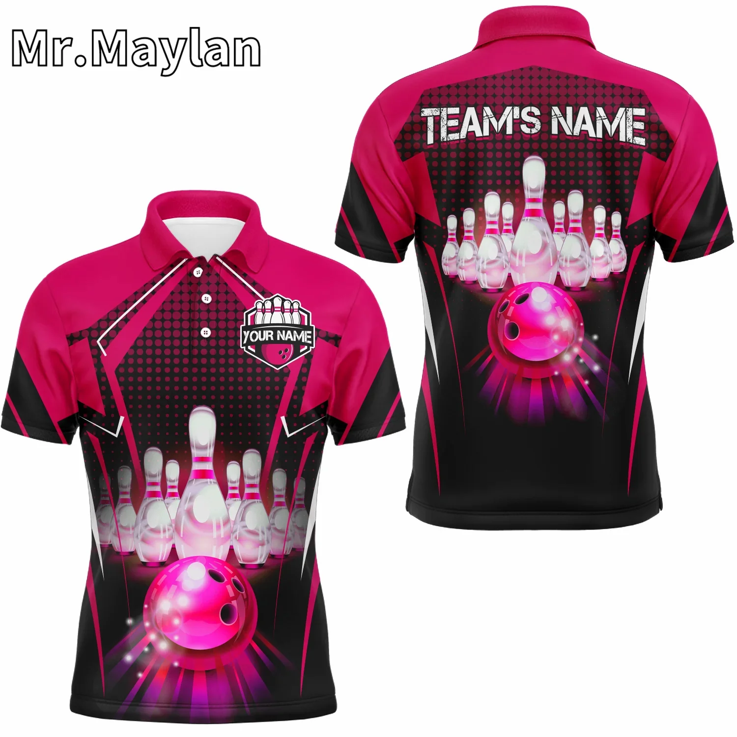 3D Personalized Bowling Jersey with Name Bowling Team Jersey Bowling Polo Shirt for Men Gifts For Bowlers Unisex Tee Tops-011