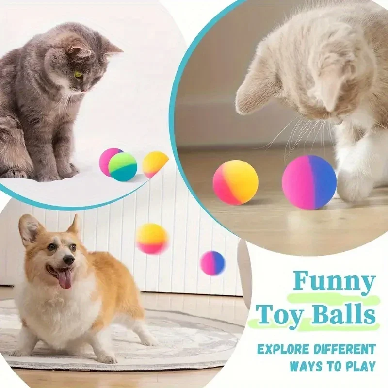 10 bunte Gummibälle, 25 mm High-Bounce-interaktive Katzenspielzeugbälle – lebendiges Regenbogen-Design JXB – Detail 4