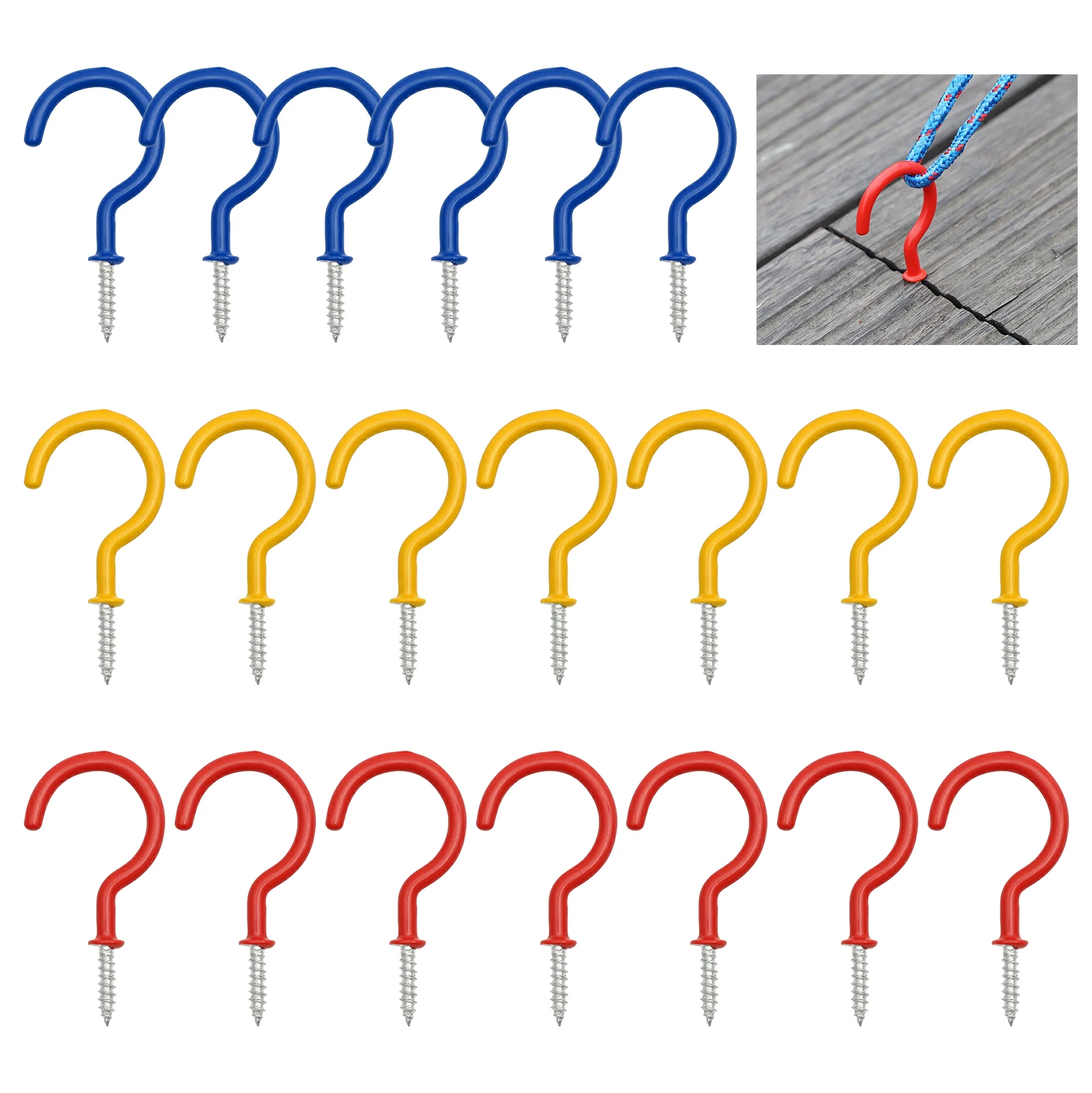 20pcs Camping Ground Pegs Threaded Question Mark Type Windproof Tent Nail Durable Hard Steel Ground Spike Camping Accessory