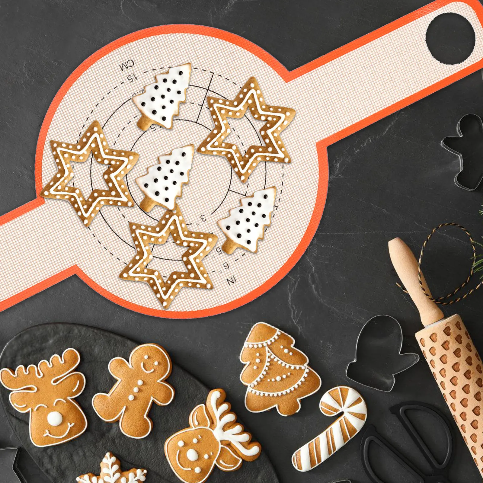 

Reusable Baking Mat with Handle Dough Transfer Pad for Bread Pastry Mat Oven Safe Baking Supplies for Home Bakery Restaurant Use