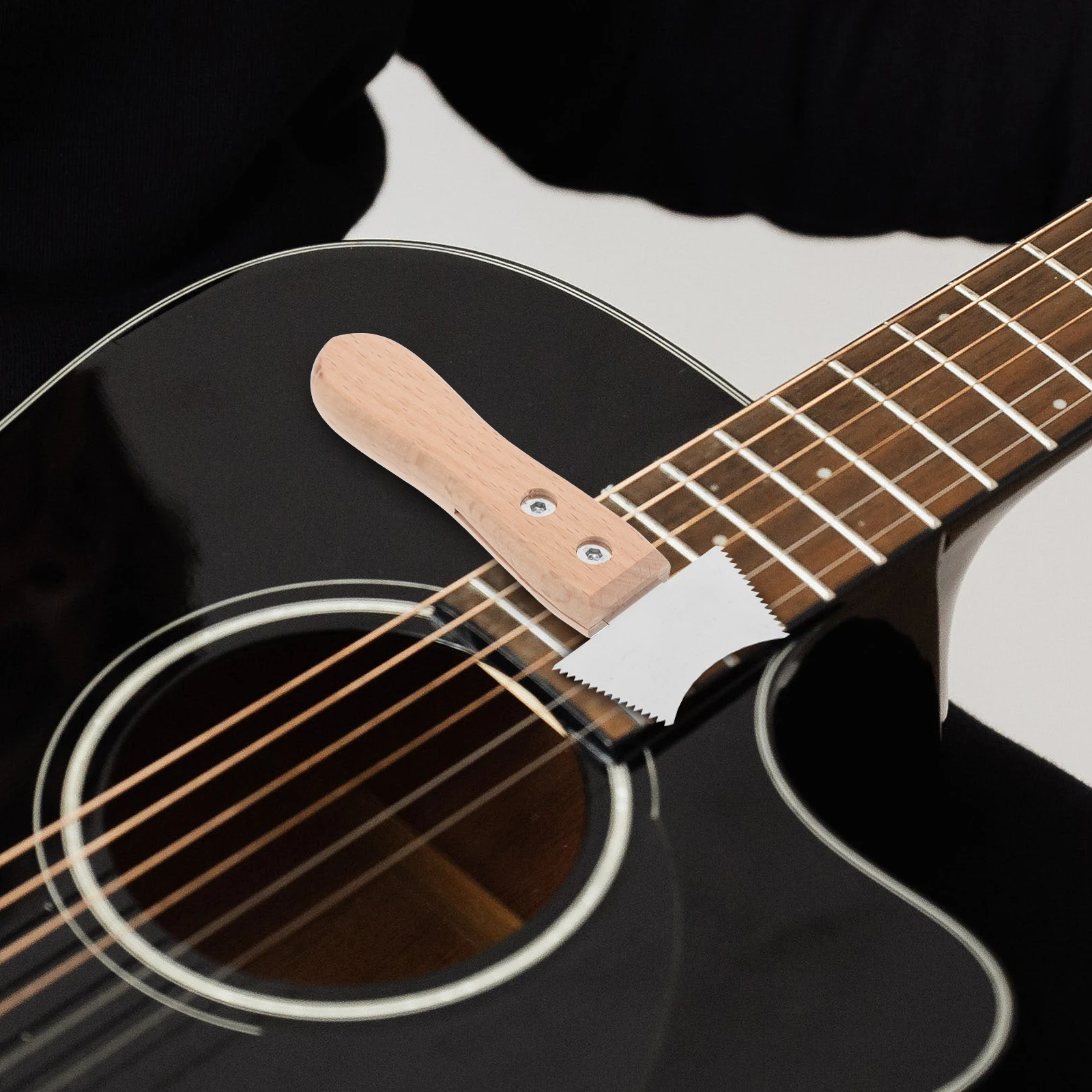 Limpiador de ranuras para guitarra, cuchilla de limpieza de trastes con mango, herramientas, accesorios eléctricos especiales, trabajo de archivo de coronación de Metal