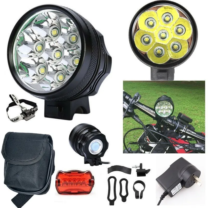 7xT6 LED Bicycle Front Light Bike Headlight Flashlight Waterproof Mountain Cycling Lamp 9800 Lumen Headlamp