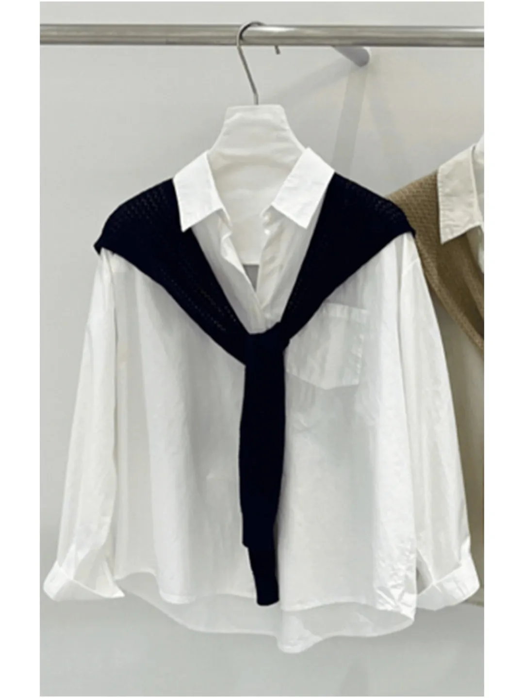 

Women's Knitted Shawl Long Sleeve Loose Fashion Set Spring Autumn New Style Slimming Two-Piece Suit Casual Commute Wind