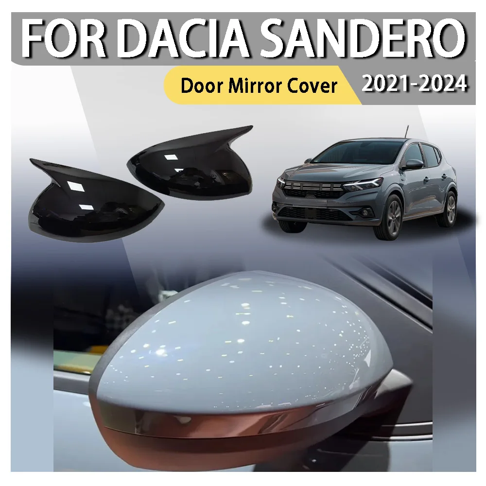 

Door Mirror Cover For Dacia Sandero 2021-2024 Car Sticker Wing Cap Exterior Door Rear View Case Trim Carbon Fiber Look