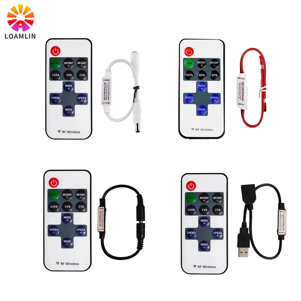 11-Key LED Controller Mini Dimmer RF Remote Control 12A Wireless RF Remote Control Monochrome Light With 3528 5050 LED Strip